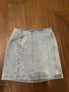 PacSun Light Blue Denim Mini Skirt with Side Slit 14”